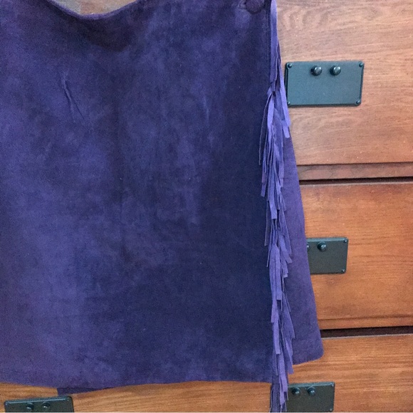 Womens Size 8/12 Daniel Hechter, Purple Fringe Wrap Around Skirt - Picture 6 of 9